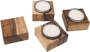Teelichter mit Glas und Holz