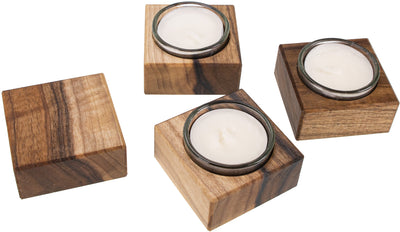 Teelichter mit Glas und Holz